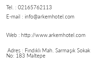 Arkem Hotel & Suite iletiim bilgileri